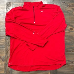 Nike Red 1/4 Zip Dri-FIT Pullover with White Swoosh